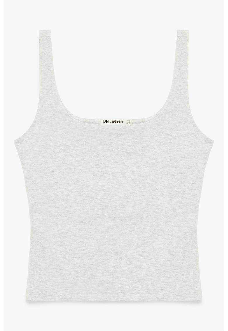 Top crop uni - Gri deschis melange