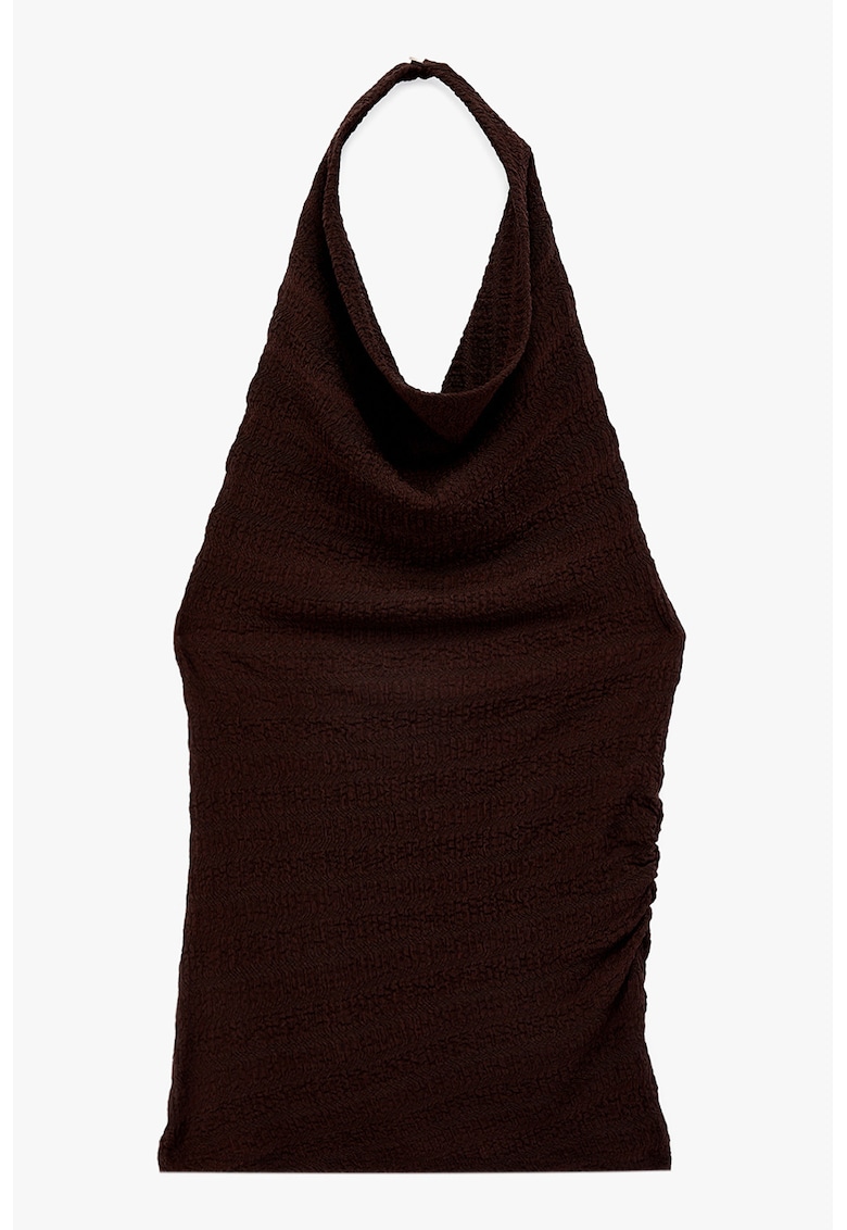 Tricou slim fit uni - Maro inchis