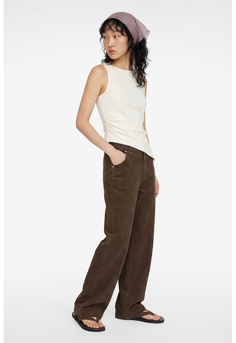 Top asimetric cu model uni - Alb fildes