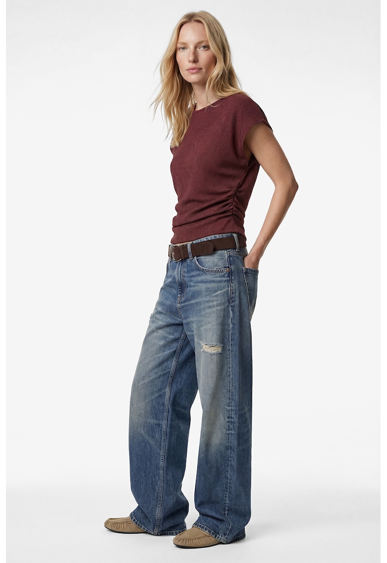 Tricou cu detalii drapate - Visiniu