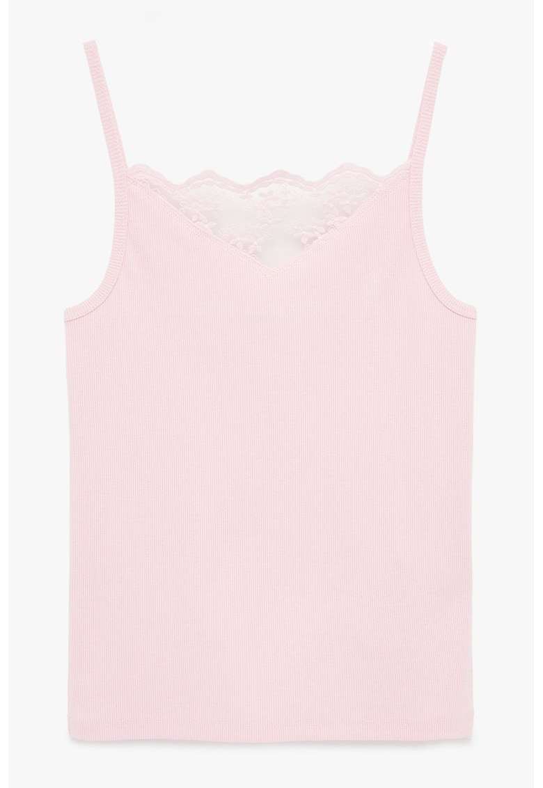 Top cu insertii de dantela - Roz