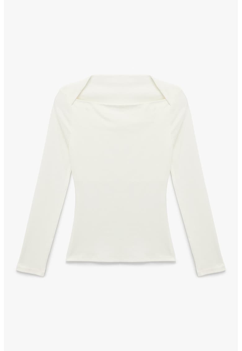 Bluza cu decolteu patrat - Alb fildes