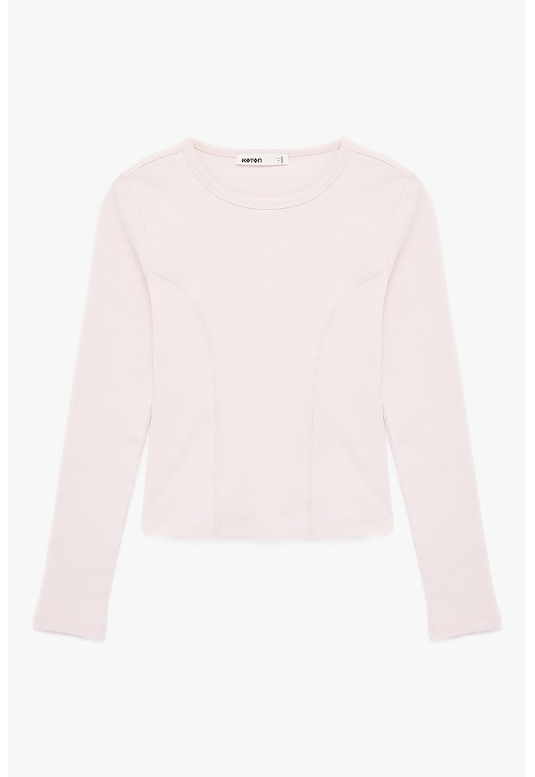 Bluza uni de bumbac - Roz pal