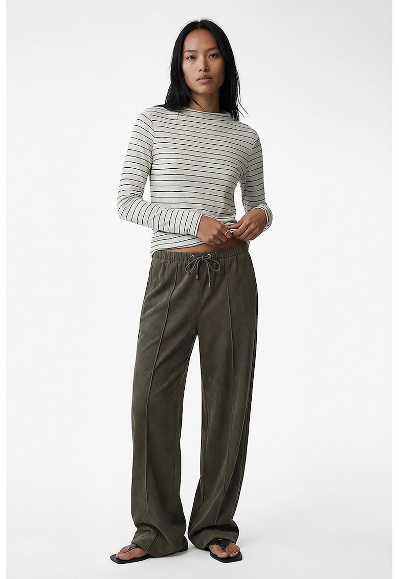 Bluza din amestec de bumbac cu dungi - Negru/Gri deschis