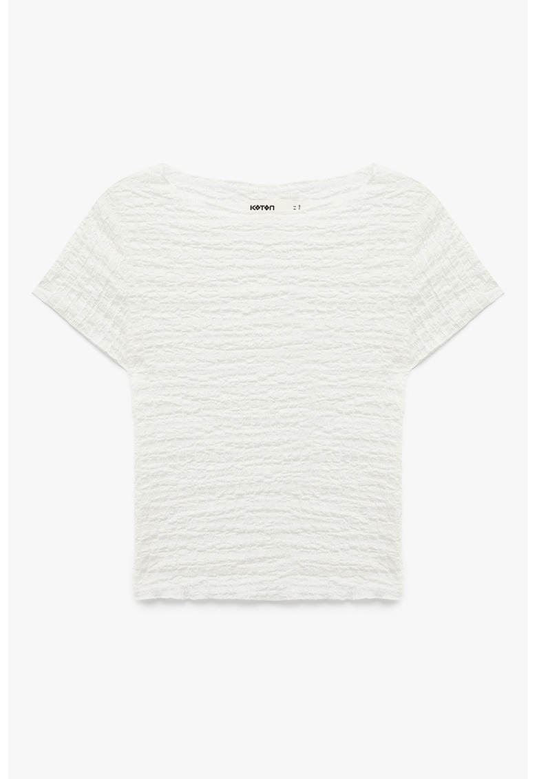 Tricou slim-fit texturat - Alb murdar