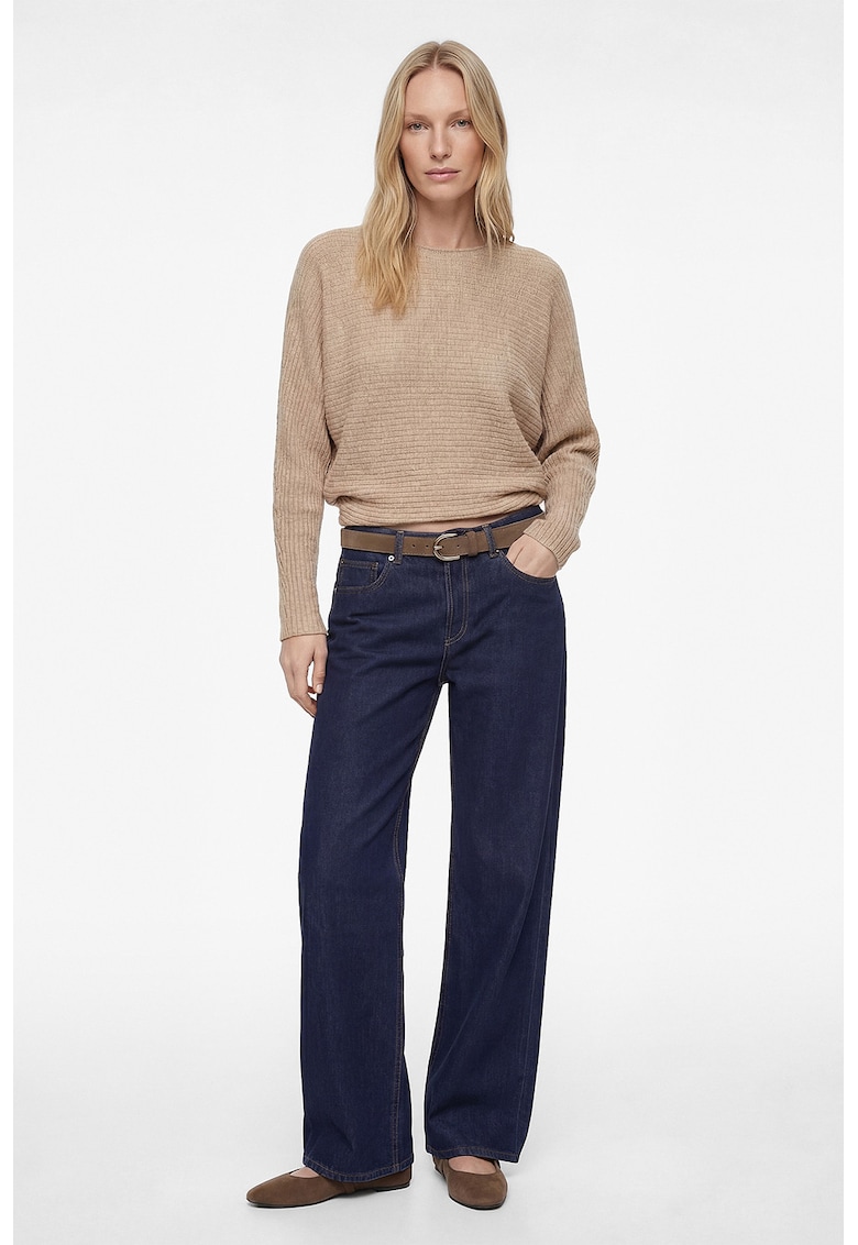 Pulover cu maneci tip liliac - Maro deschis