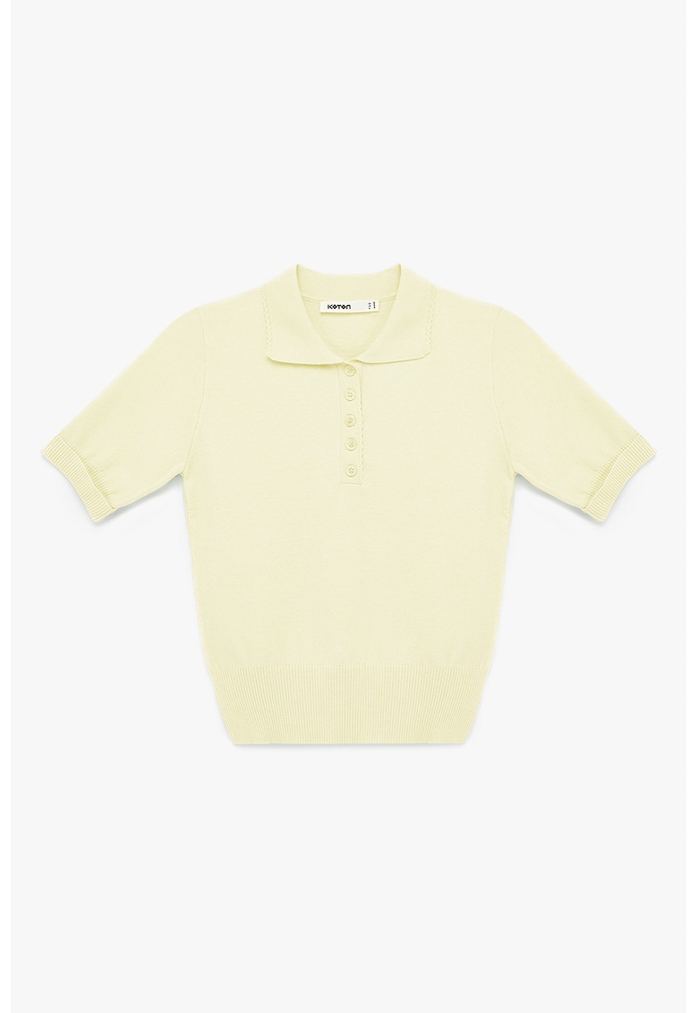 Pulover polo cu maneci scurte - Galben pai