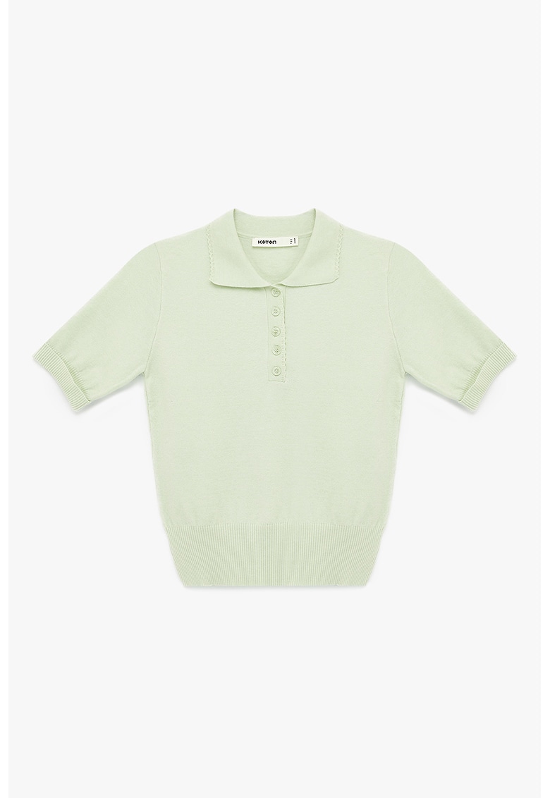 Pulover polo cu maneci scurte - Verde menta