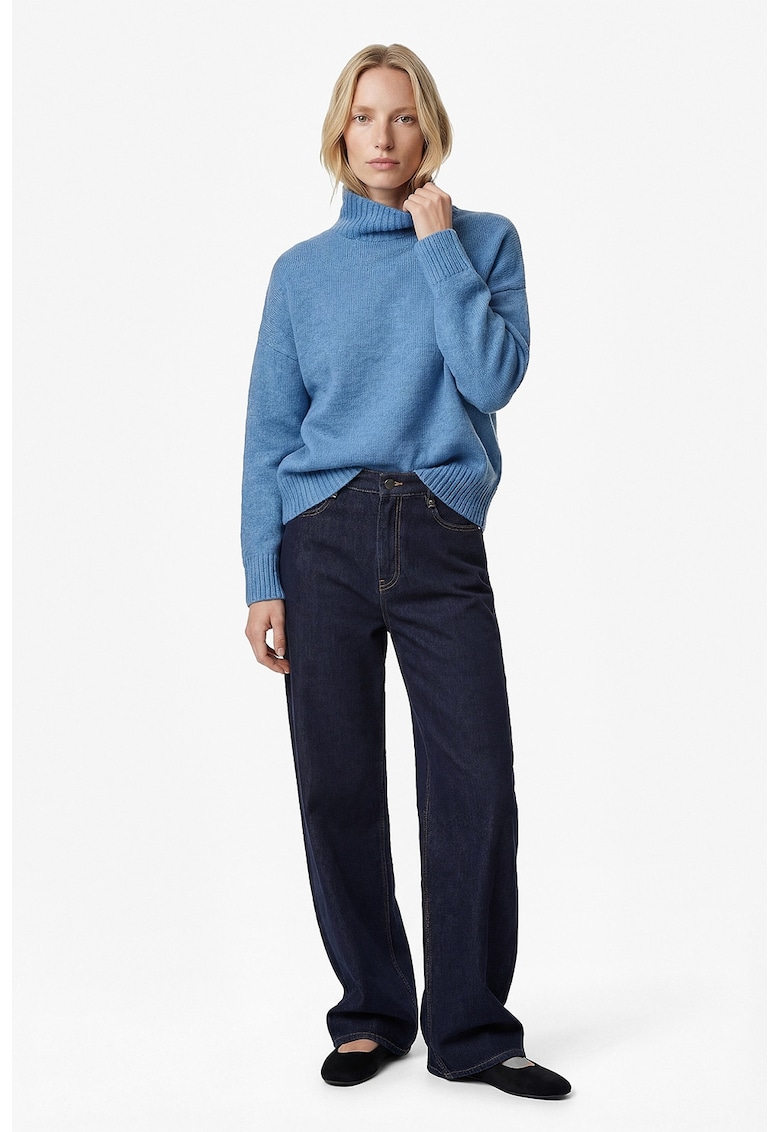 Pulover cu maneci cazute - Albastru melange