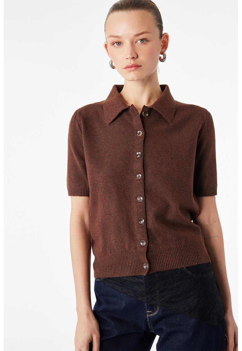 Pulover polo cu maneci scurte - Maro