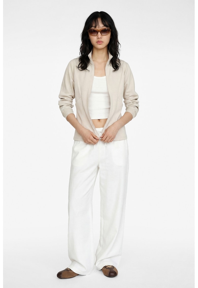 Bluza de trening slim fit din amestec de modal - Maro nisip