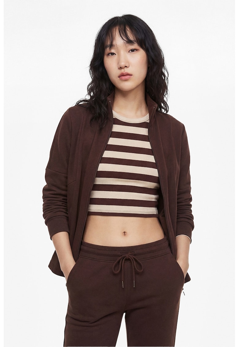 Bluza de trening slim fit din amestec de modal - Maro inchis