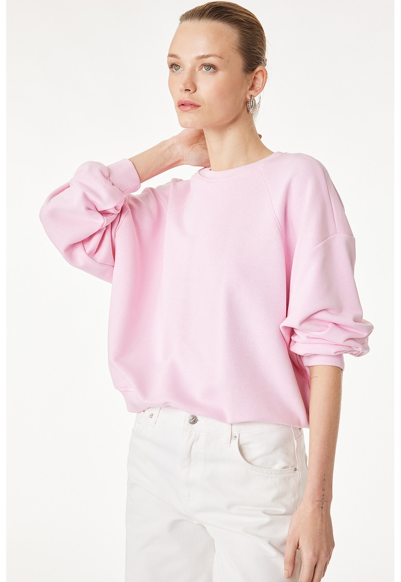 Bluza de trening cu decolteu la baza gatului - Roz deschis