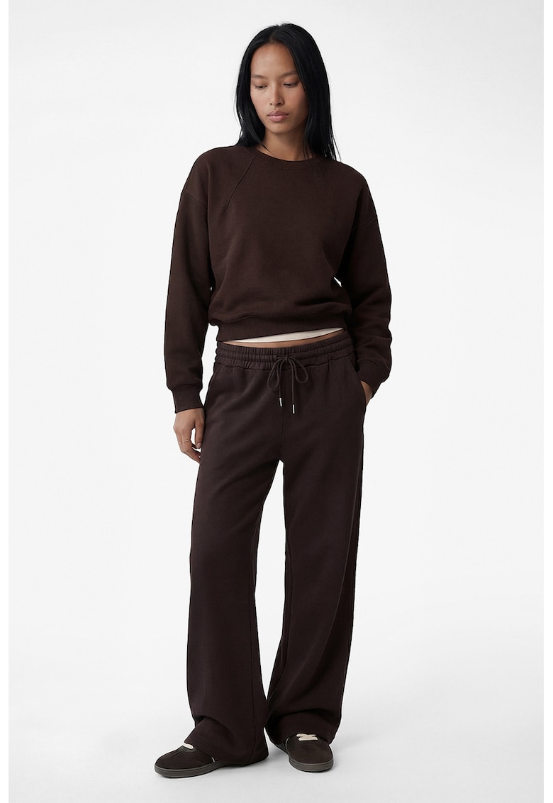 Bluza de trening cu decolteu la baza gatului - Maro inchis