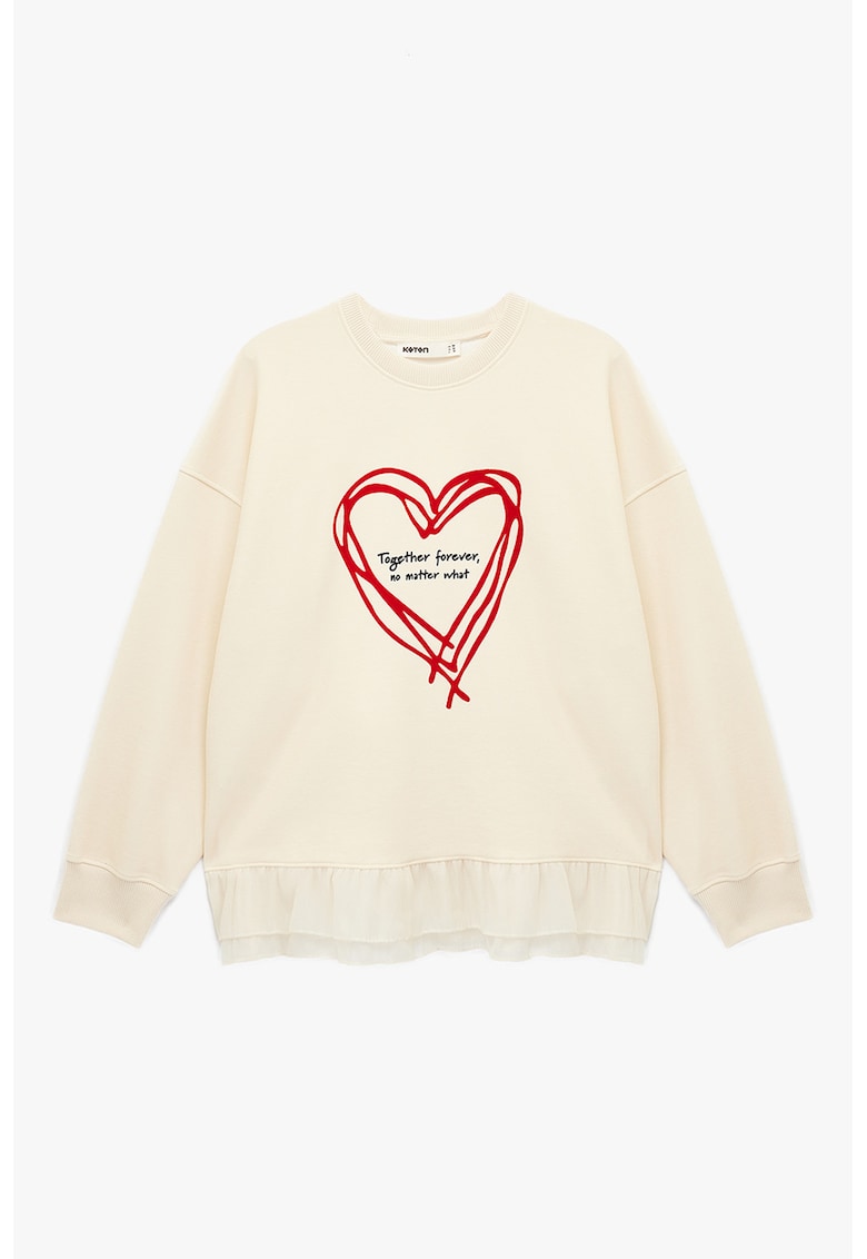 Bluza de trening cu terminatie de sifon - Rosu/Bej