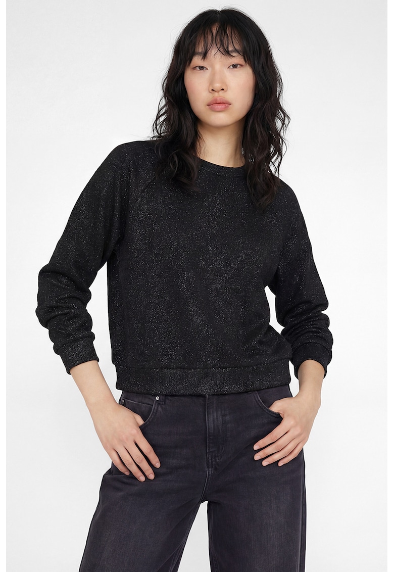 Bluza regular fit de trening cu decolteu la baza gatului - Negru/Argintiu