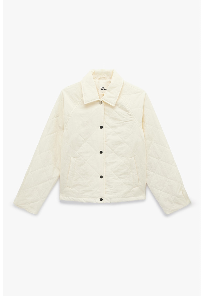 Jacheta matlasata cu guler clasic - Bej deschis