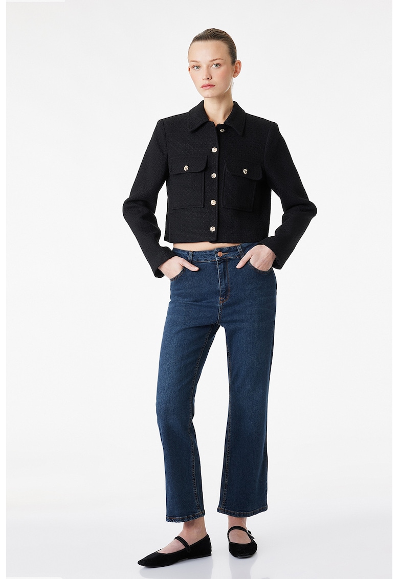 Sacou crop din tuid - Negru