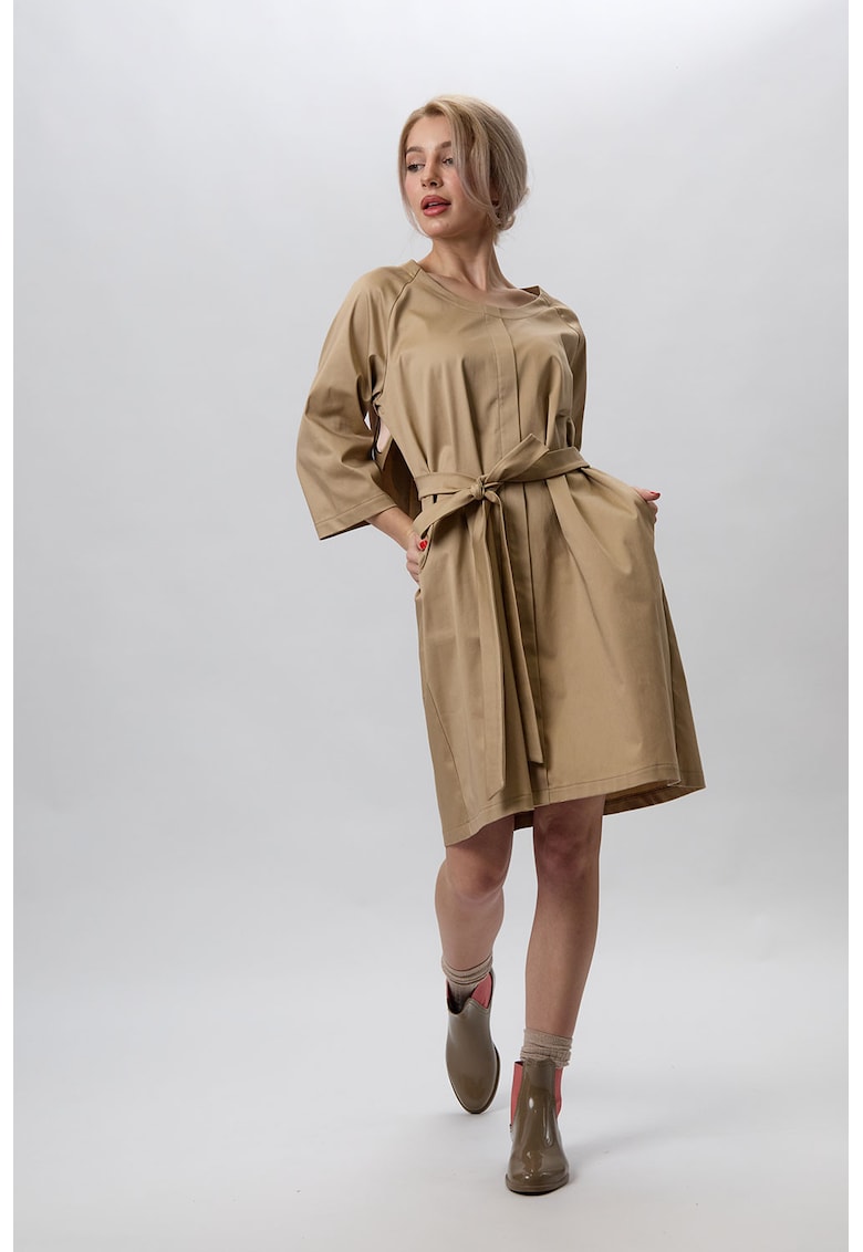 Rochie pictata manual cu cordon in talie Moods