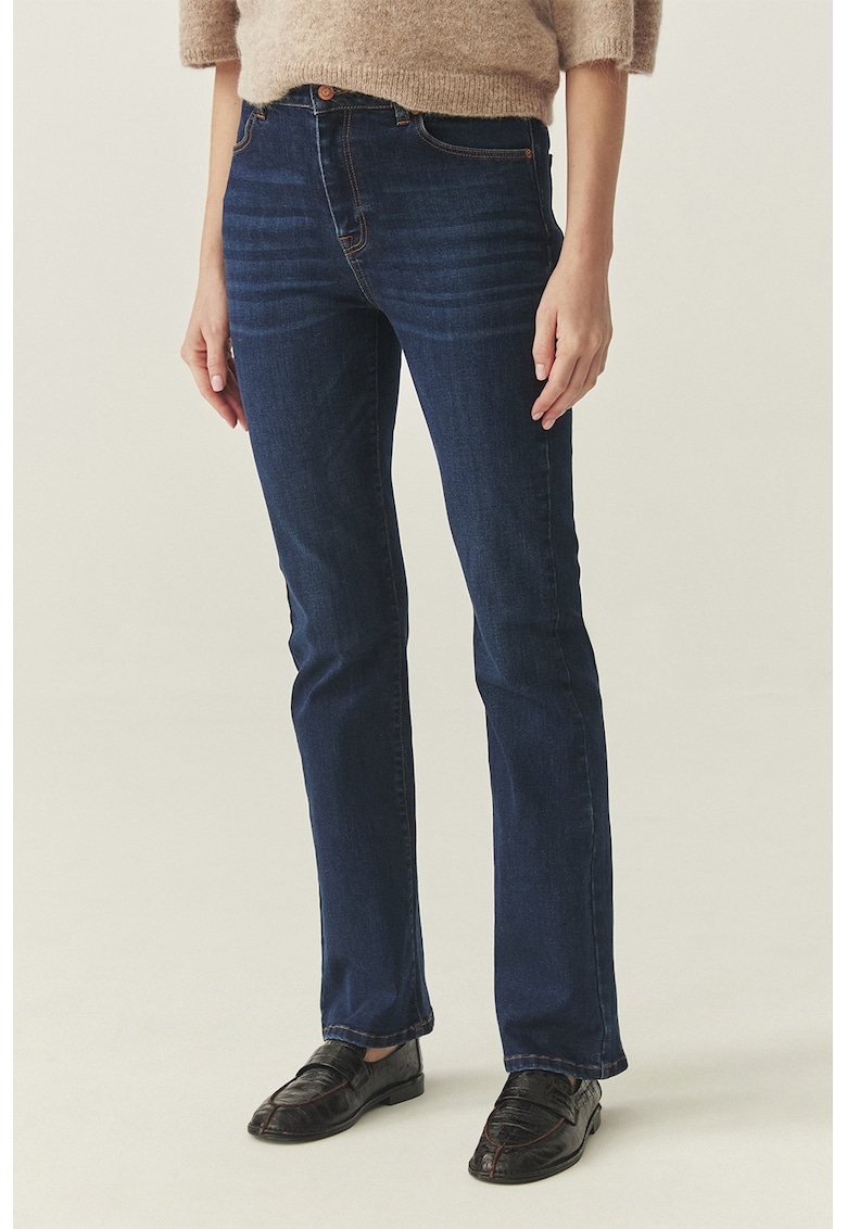 Blugi slim fit cu buzunare - Albastru inchis melange