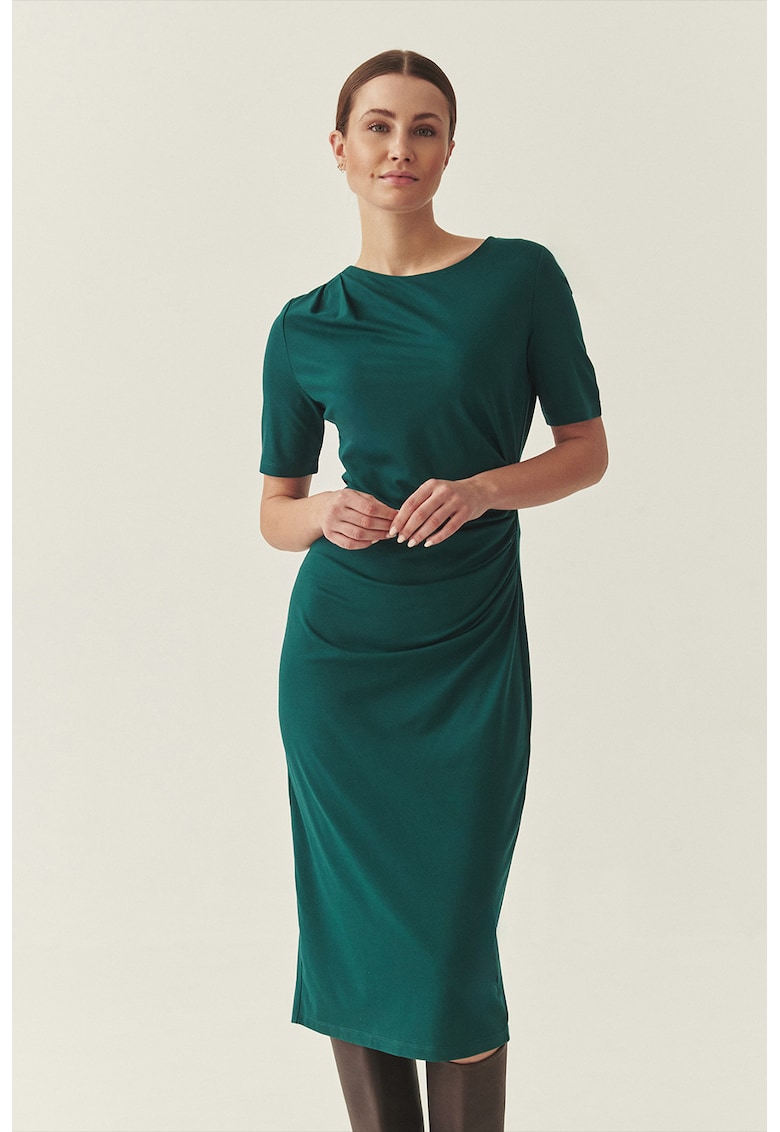 Rochie midi cu maneci scurte - Verde englez