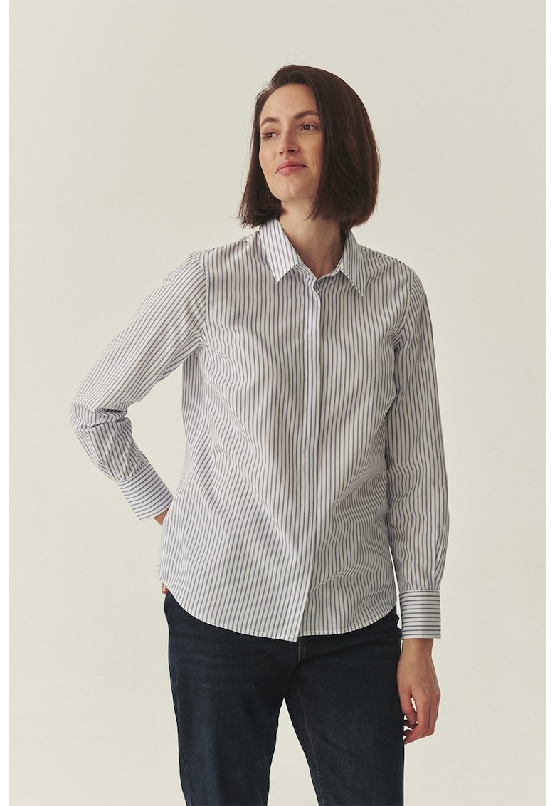 Camasa regular fit cu model in dungi - Alb/Albastru indigo