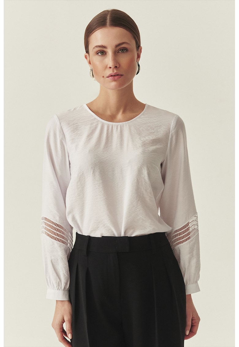 Bluza lejera cu decolteu rotund - Alb