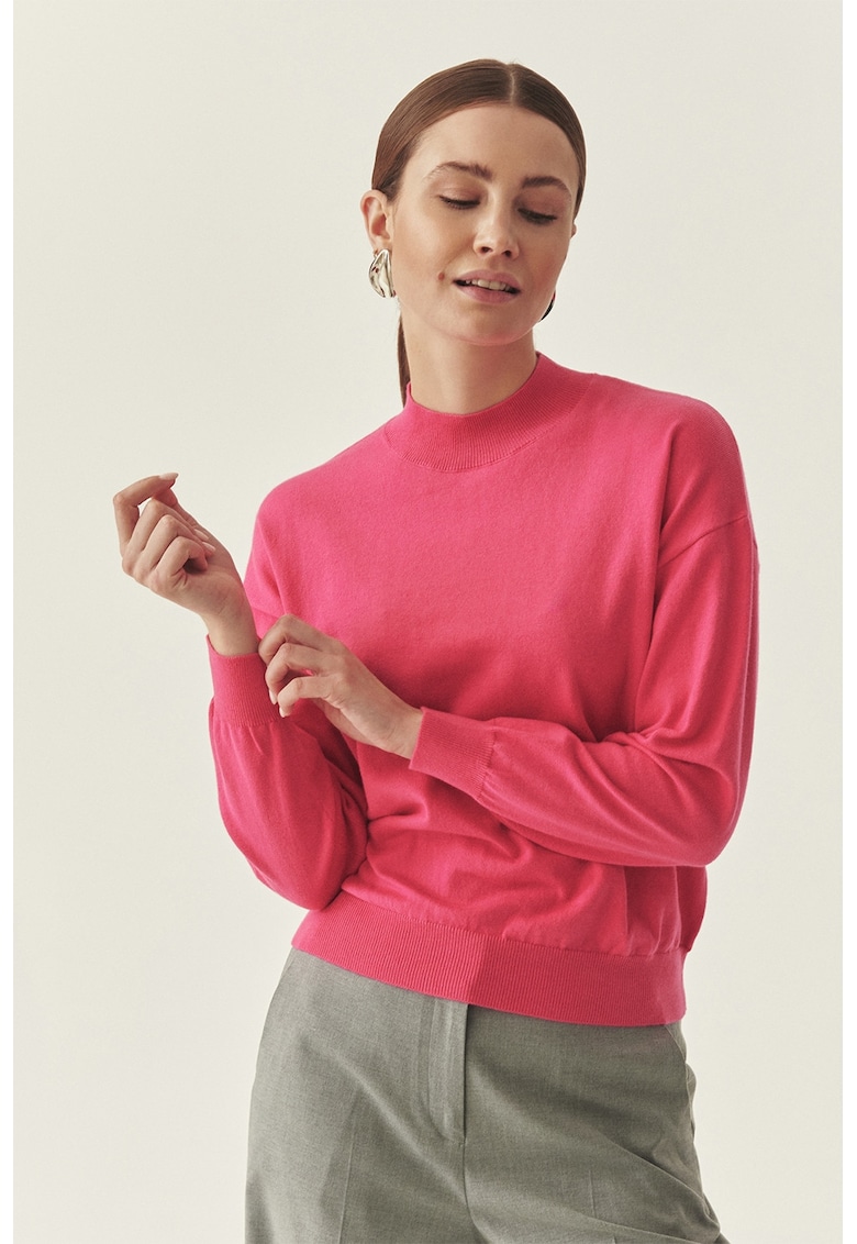 Pulover din amestec de lana - Fucsia