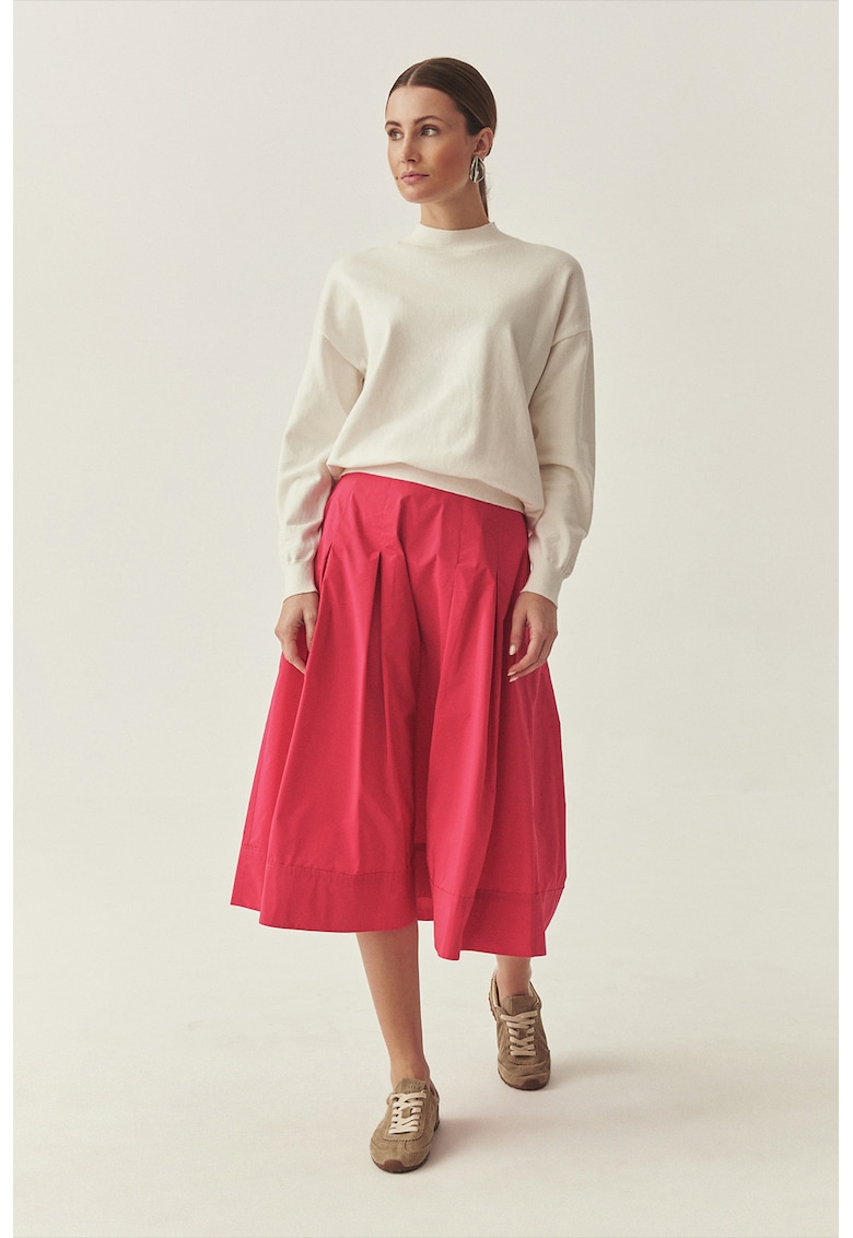 Fusta midi evazata cu model uni - Fucsia