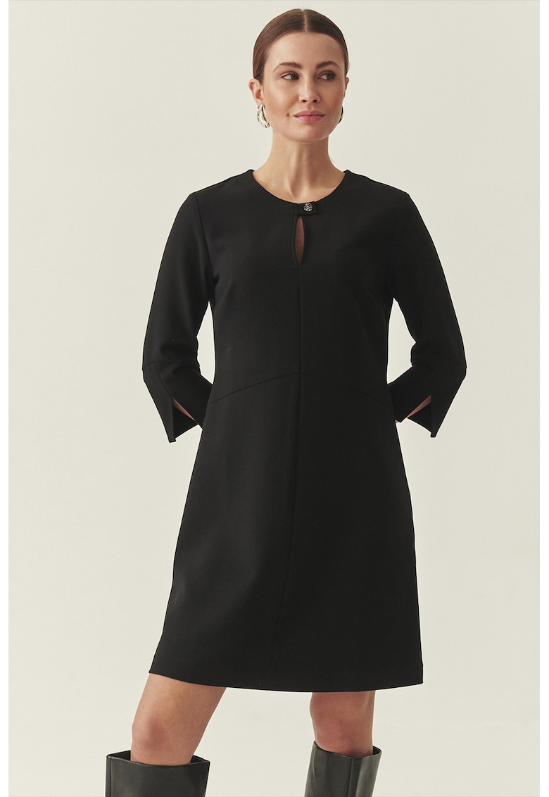 Rochie mini cu croiala dreapta si mansete - Negru