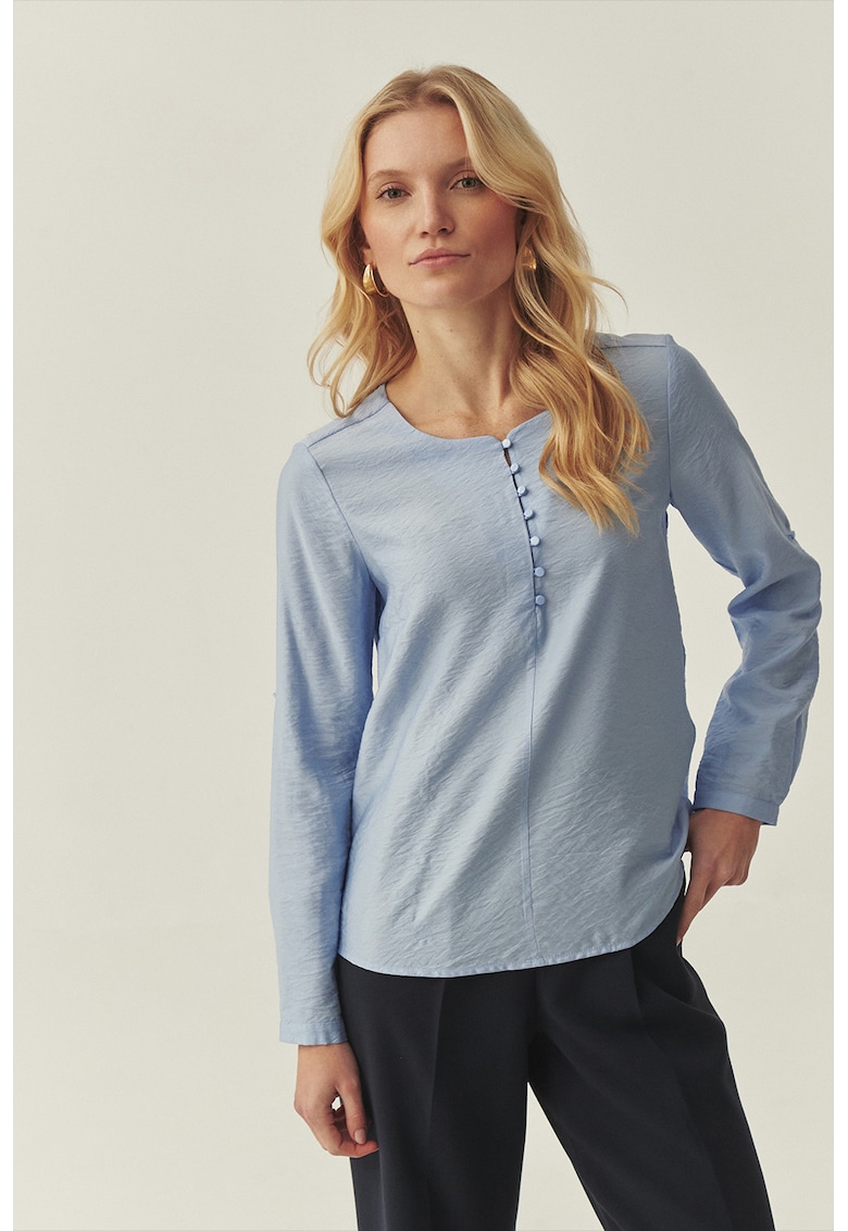 Bluza vaporoasa cu mansete ajustabile - Albastru azur