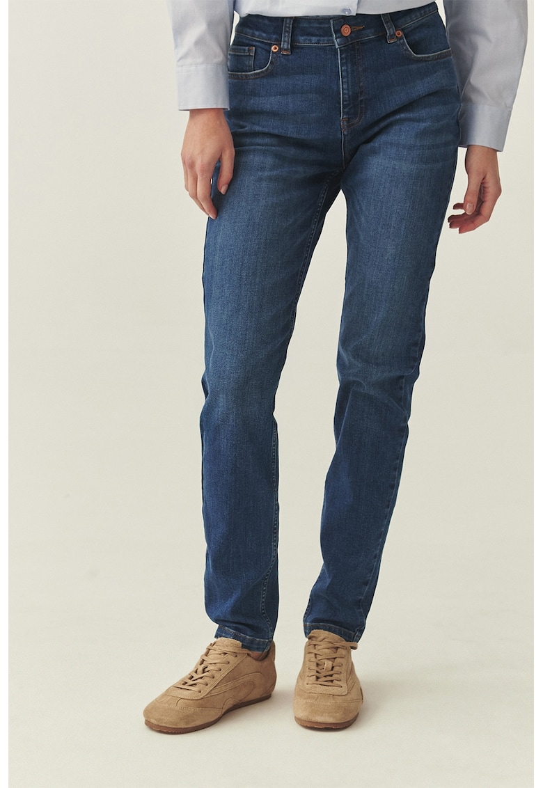 Blugi slim fit cu talie medie - Albastru melange