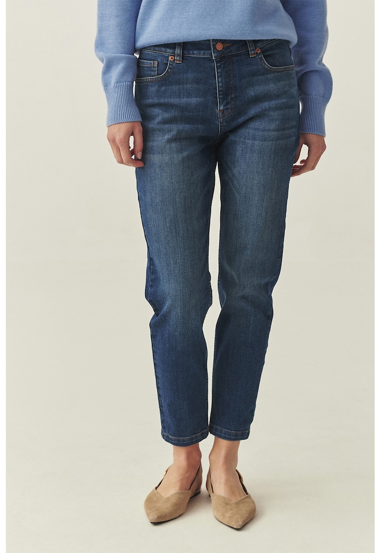 Blugi crop regular fit - Albastru melange