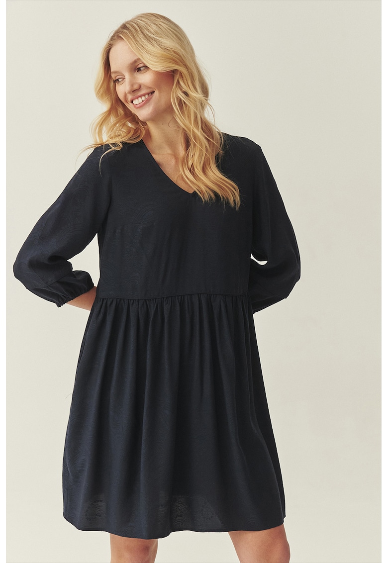 Rochie mini evazata cu buzunare laterale - Gri antracit