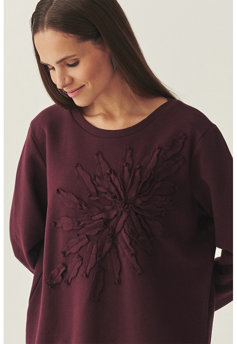Bluza de trening lejera cu aplicatie florala - Violet tyrian