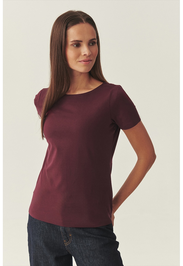 Tricou slim fit cu decolteu rotund - Violet tyrian