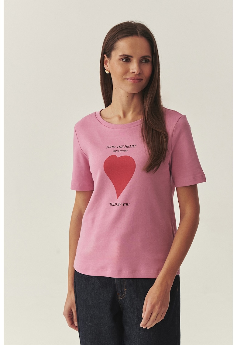 Tricou din bumbac cu imprimeu grafic - Rosu/Roz