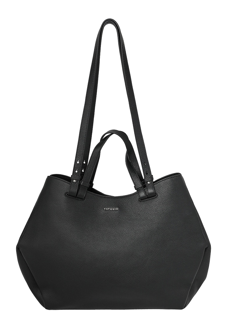 Geanta shopper din piele cu etui - Negru