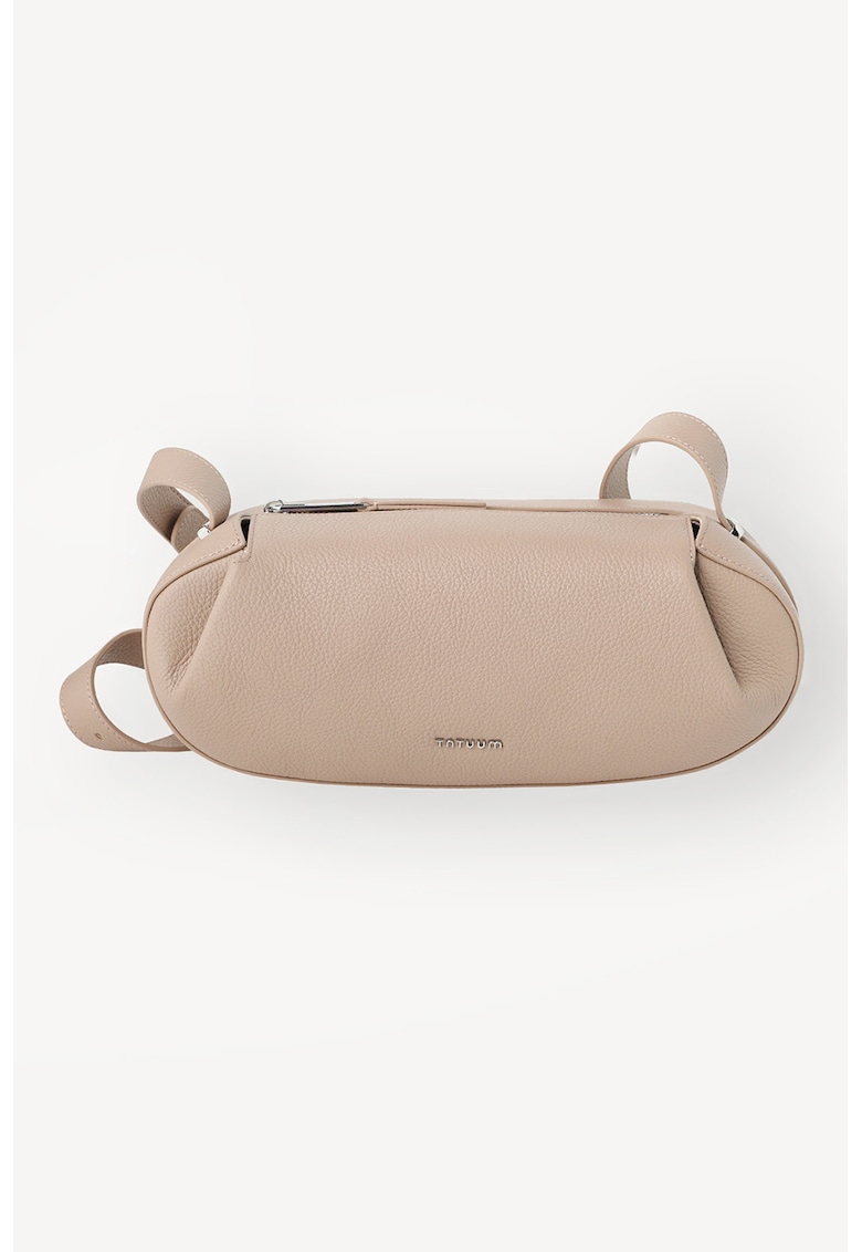 Geanta crossbody mica din piele - Roz prafuit