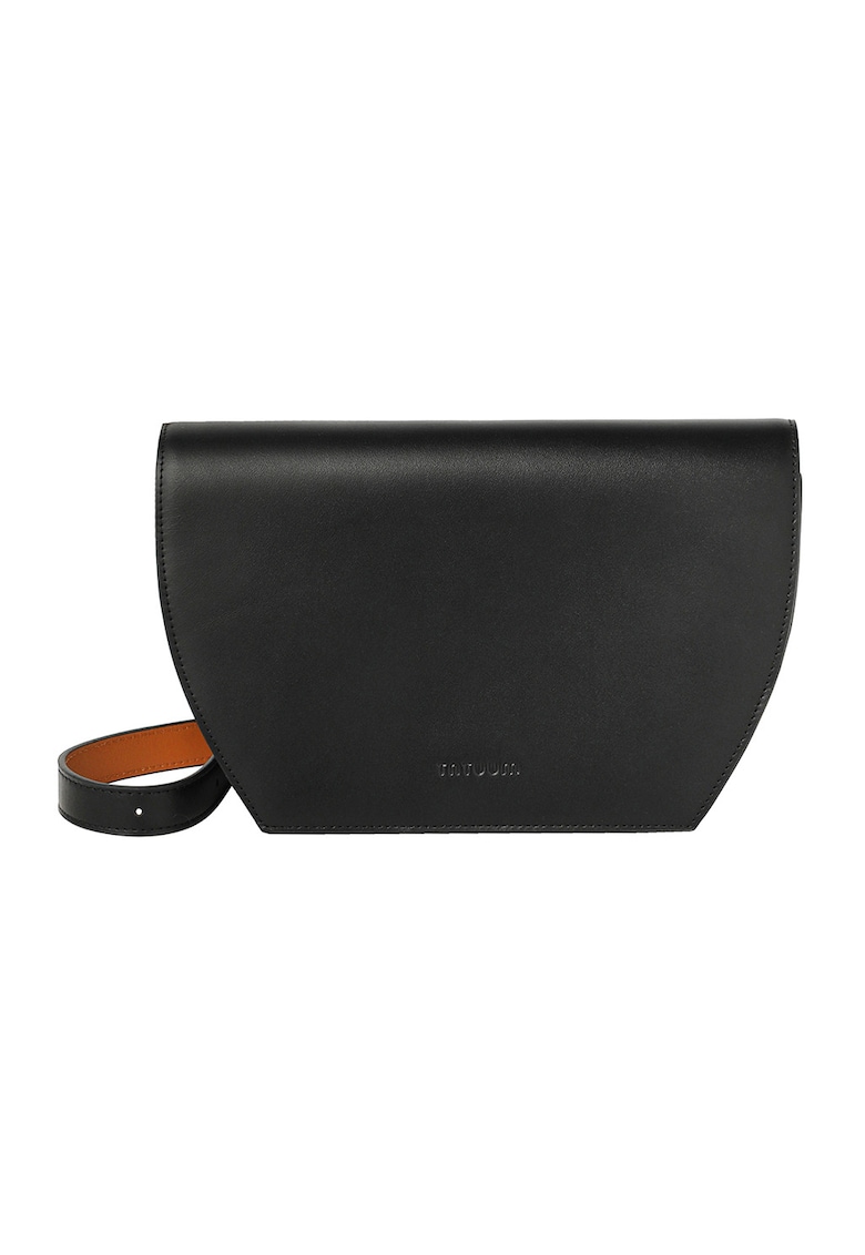 Geanta crossbody din piele cu clapa - Negru