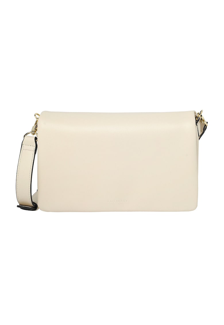 Geanta crossbody din piele cu clapa - Alb fildes
