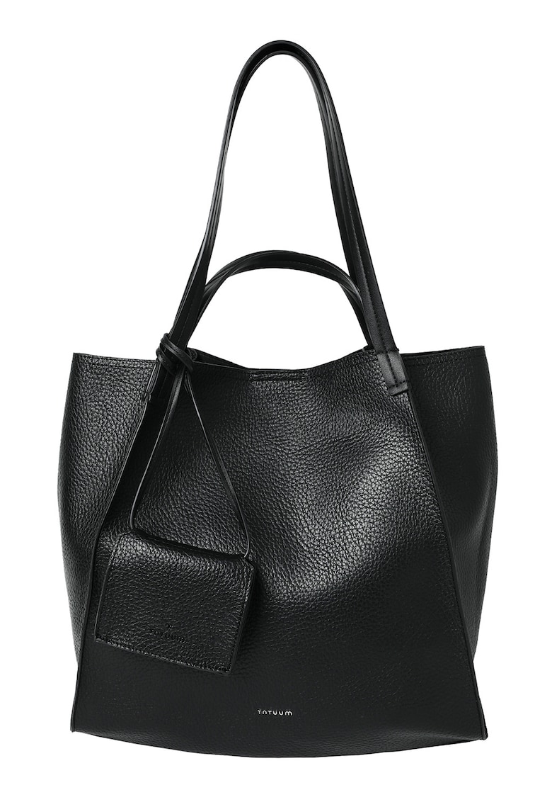 Geanta tote din piele ecologica cu etui detasabil - Negru
