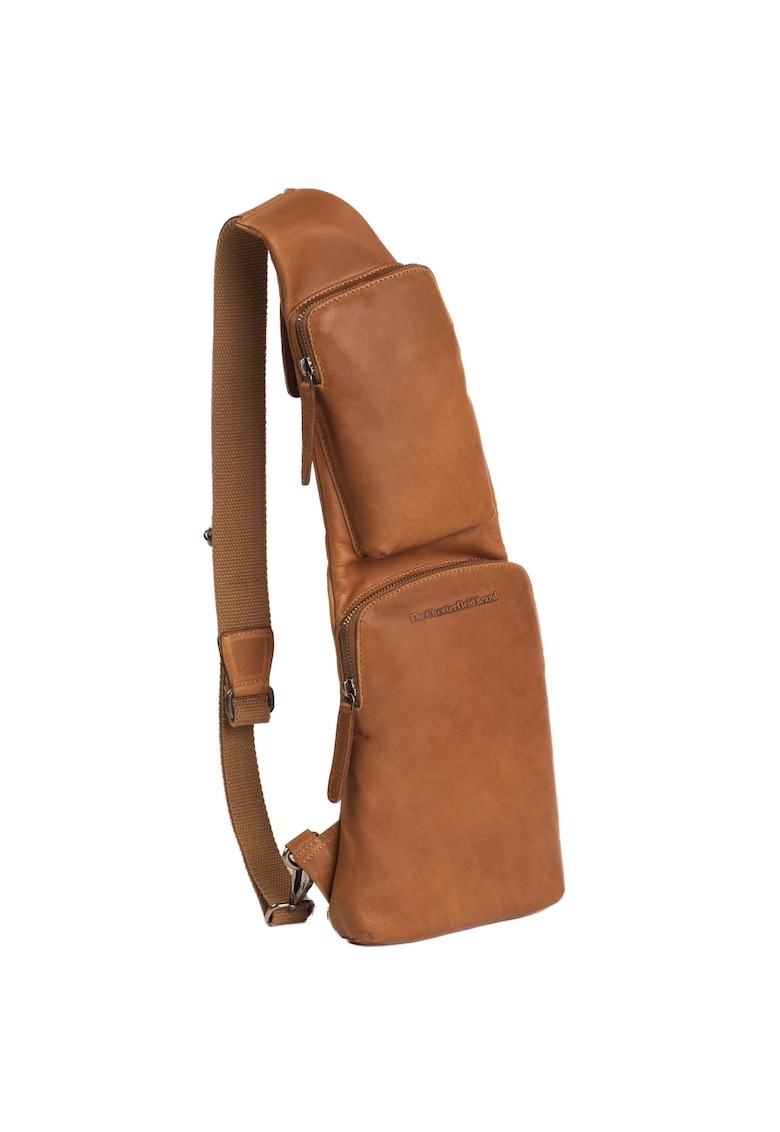 Geanta crossbody barbati piele naturala - 4 litri - Logan - - Coniac