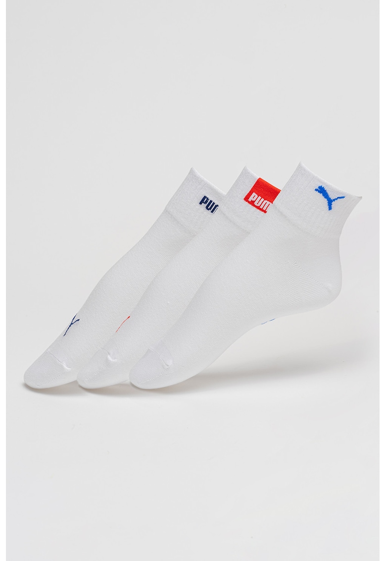 Set de sosete scurte unisex din amestec de bumbac - 3 perechi - Rosu/Alb