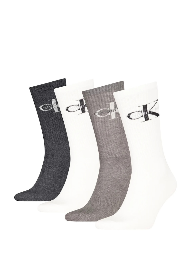 Set 4 perechi sosete lungi Alb - Negru - Alb | Gri
