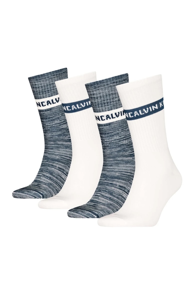 Set 4 perechi sosete lungi - Alb | Albastru