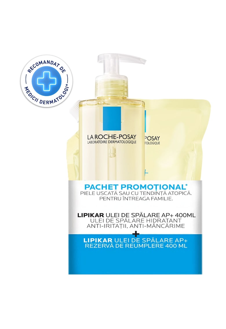 Pachet Ulei de spalare hidratant pentru piele uscata sau cu tendinta atopica Lipikar AP+ - 400 ml + Rezerva - 400 ml