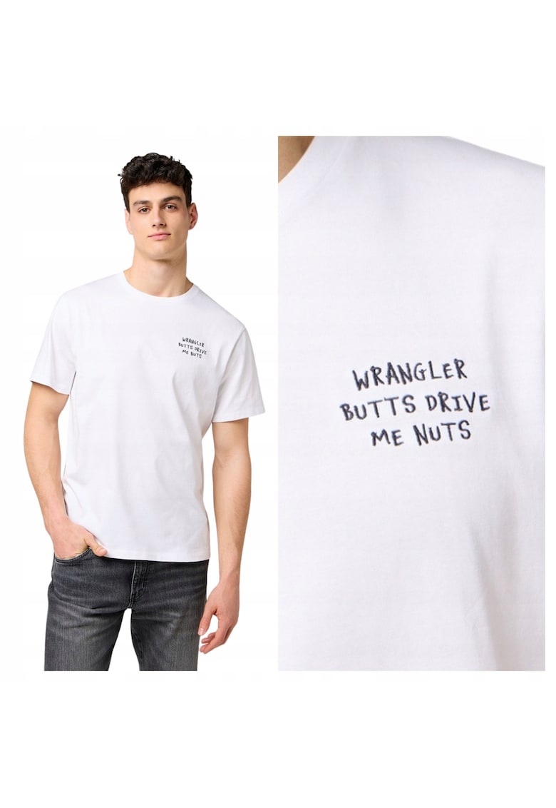 Tricou Barbati - Embroidery - Regular Fit - Decolteu Rotund - Cu Logdwqfo - Design Clasic - Maneci Scurti - Bumbac - Alb - Alb