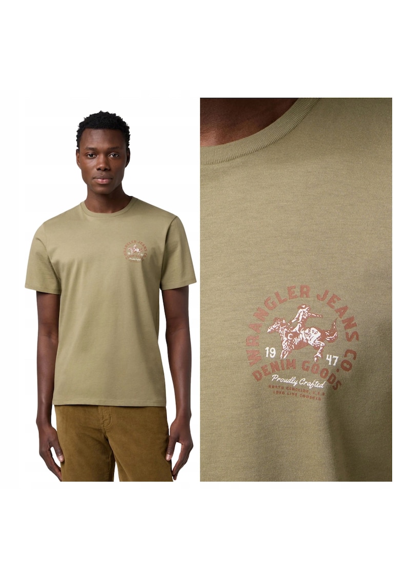 Tricou Barbati - Small Graphic Tee - Regular Fit - Decolteu Rotund - Cu Logo - Design Clasic - Maneci Scurti - Bumbac - Verde - Verde