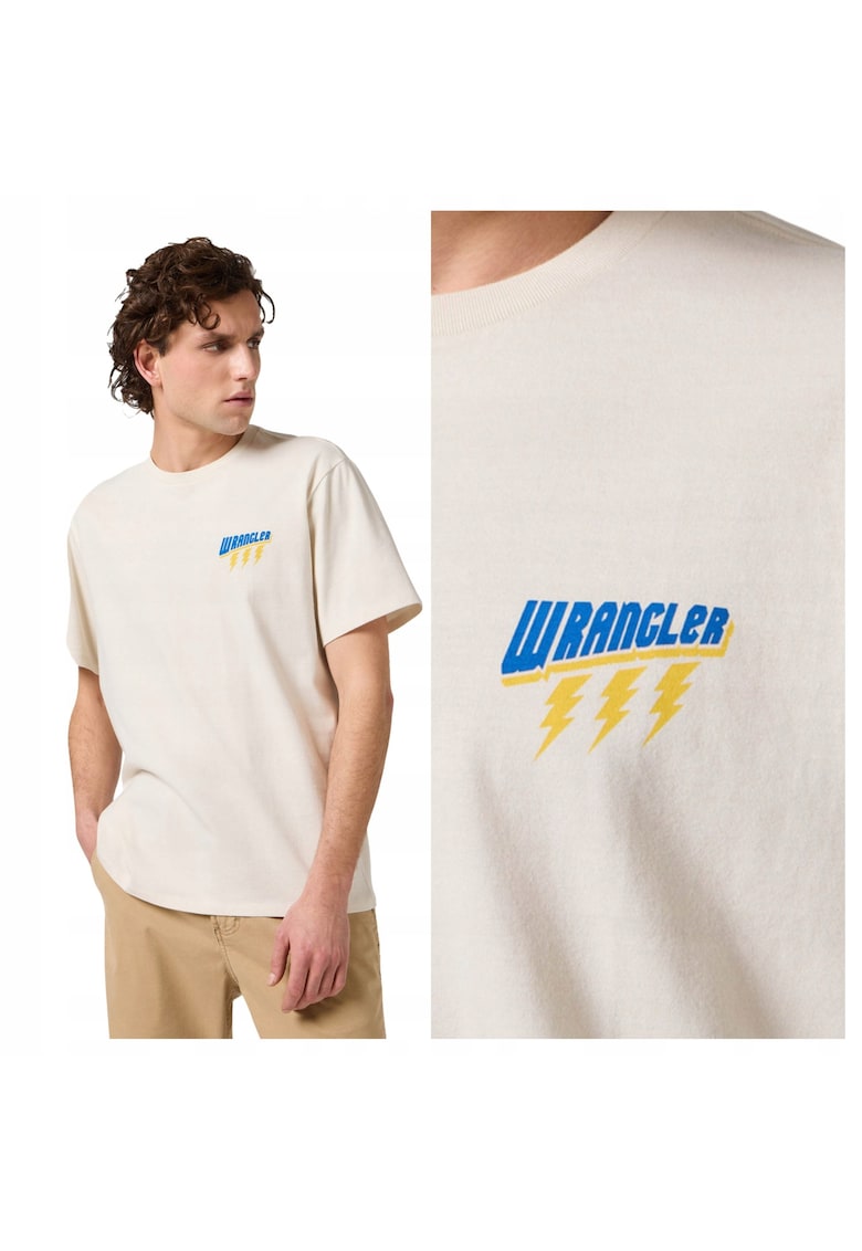 Tricou Barbati - Small Graphic Tee - Regular Fit - Decolteu Rotund - Cu Logo - Design Clasic - Maneci Scurti - Bumbac - Bej - Bej